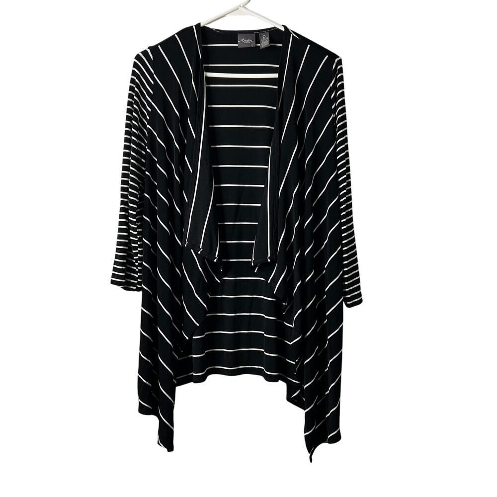 Chico’s Womens Cardigan Travelers Stripe Open Front Knit 0 Small